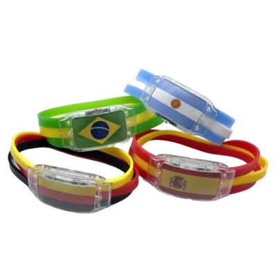 2022 Argentina Brazil germany Spain Portugal National Flag LED Bracelet Flow Watch Football Team Cheer Props Party Decor