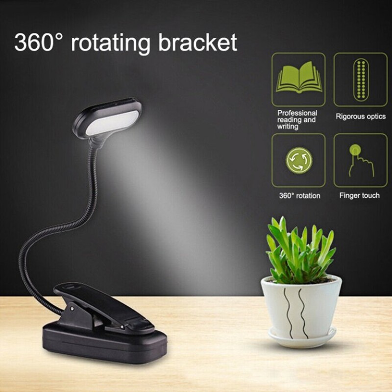 LED Adjustable Clip On Lamp Light Battery Powerted Eye Protection Desk Lamp